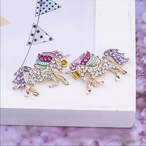 Colorful Glitter Unicorn Stud Earrings